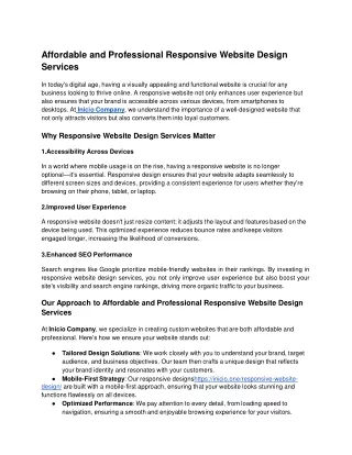 affordable and professional responsive website