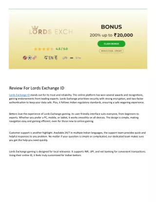 lords exchange Id features and login process