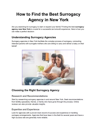 How to Find the Best Surrogacy Agency in New York