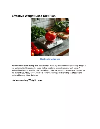 Effective Weight Loss Diet Plan