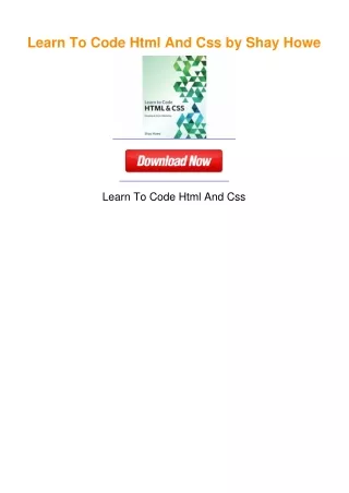 Learn To Code Html And Css by Shay Howe