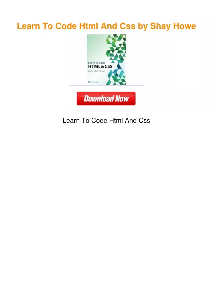 PPT - Learn To Code Html And Css by Shay Howe PowerPoint Presentation ...