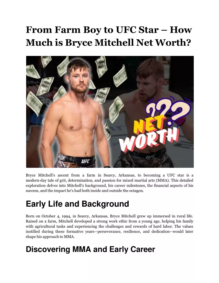 from farm boy to ufc star how much is bryce mitchell net worth