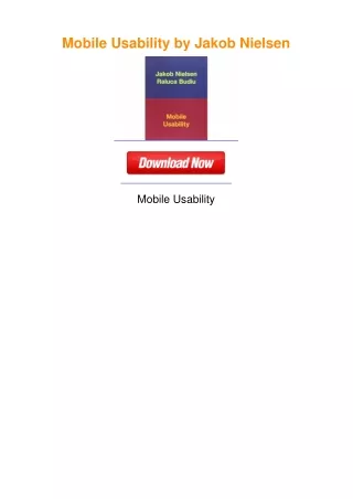Mobile Usability by Jakob Nielsen