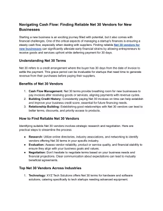 Navigating Cash Flow_ Finding Reliable Net 30 Vendors for New Businesses