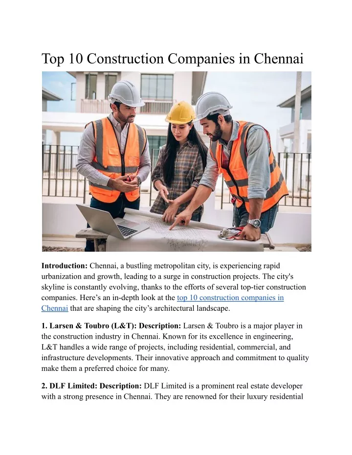 top 10 construction companies in chennai