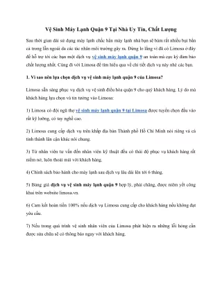 Vệ Sinh Máy Lạnh Quận 9 Tại Nhà Uy Tín, Chất Lượng