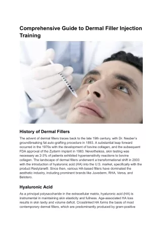 comprehensive guide to dermal filler injection