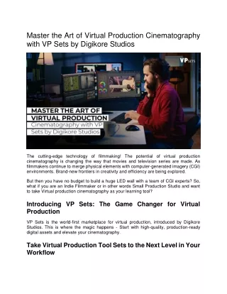Master the Art of Virtual Production Cinematography with VP Sets by Digikore Studios
