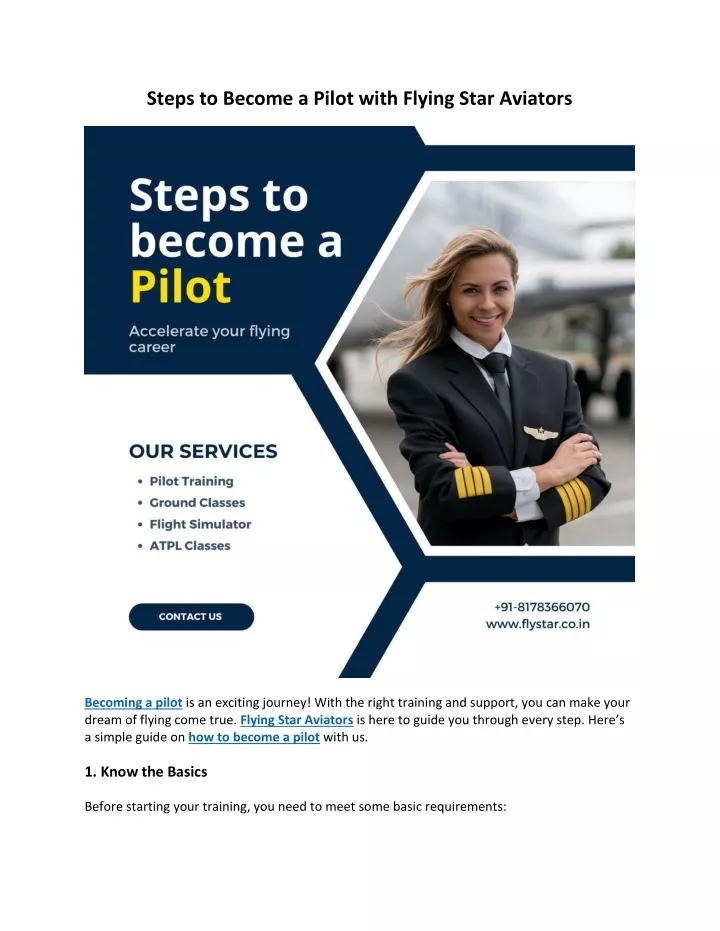 steps to become a pilot with flying star aviators