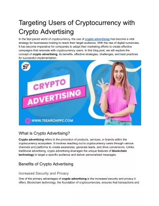 Targeting Users of Cryptocurrency with Crypto Advertising