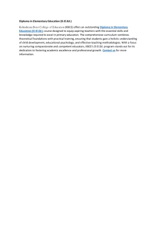 diploma in elementary education d el ed