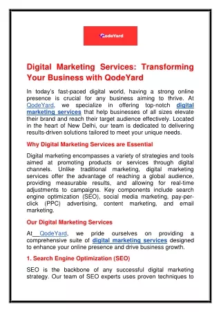 digital marketing services transforming your