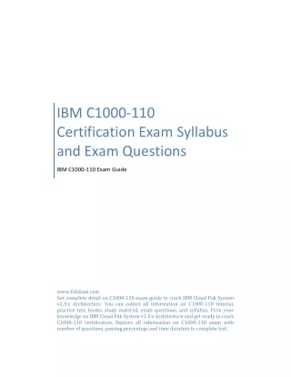 IBM C1000-110 Certification Exam Syllabus and Exam Questions