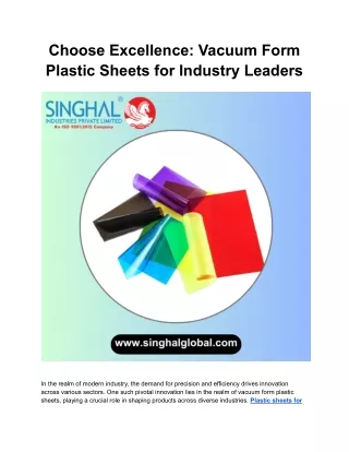 choose excellence vacuum form plastic sheets