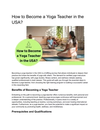 How to Become a Yoga Teacher in the USA