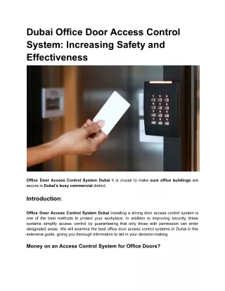 Dubai Office Door Access Control System_ Increasing Safety and Effectiveness