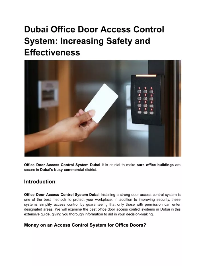 dubai office door access control system