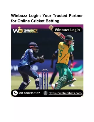 Winbuzz Login_ Your Trusted Partner for Online Cricket Betting
