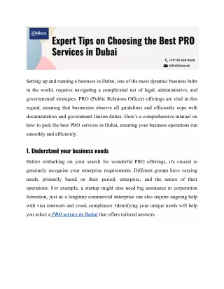 Expert Tips on Choosing the Best PRO Services in Dubai