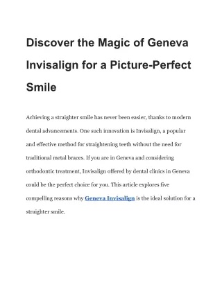 Discover the Magic of Geneva Invisalign for a Picture-Perfect Smile