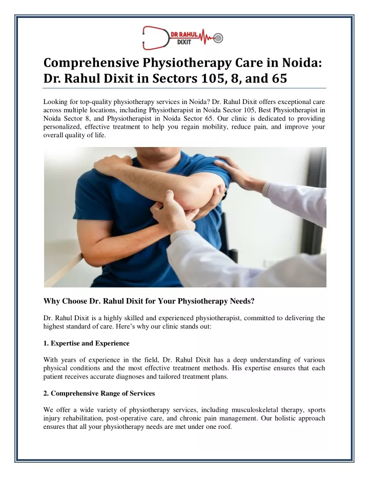 comprehensive physiotherapy care in noida