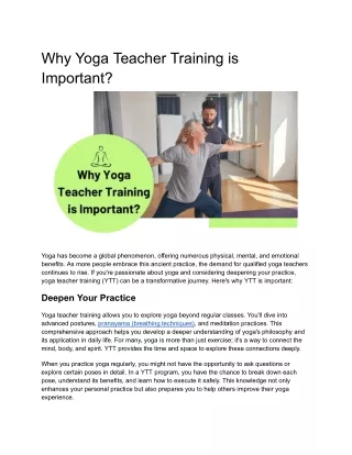 Why Yoga Teacher Training is Important