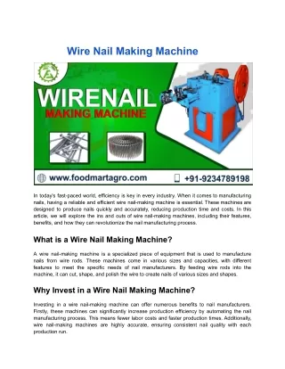 Wire Nail Making Machine