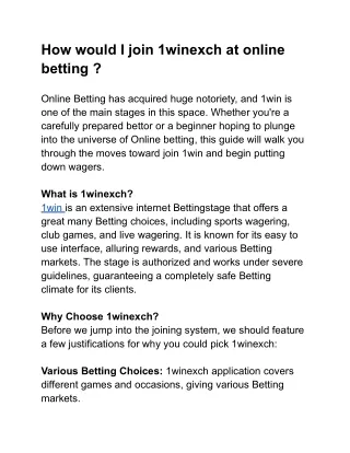 How would I join 1winexch at online betting