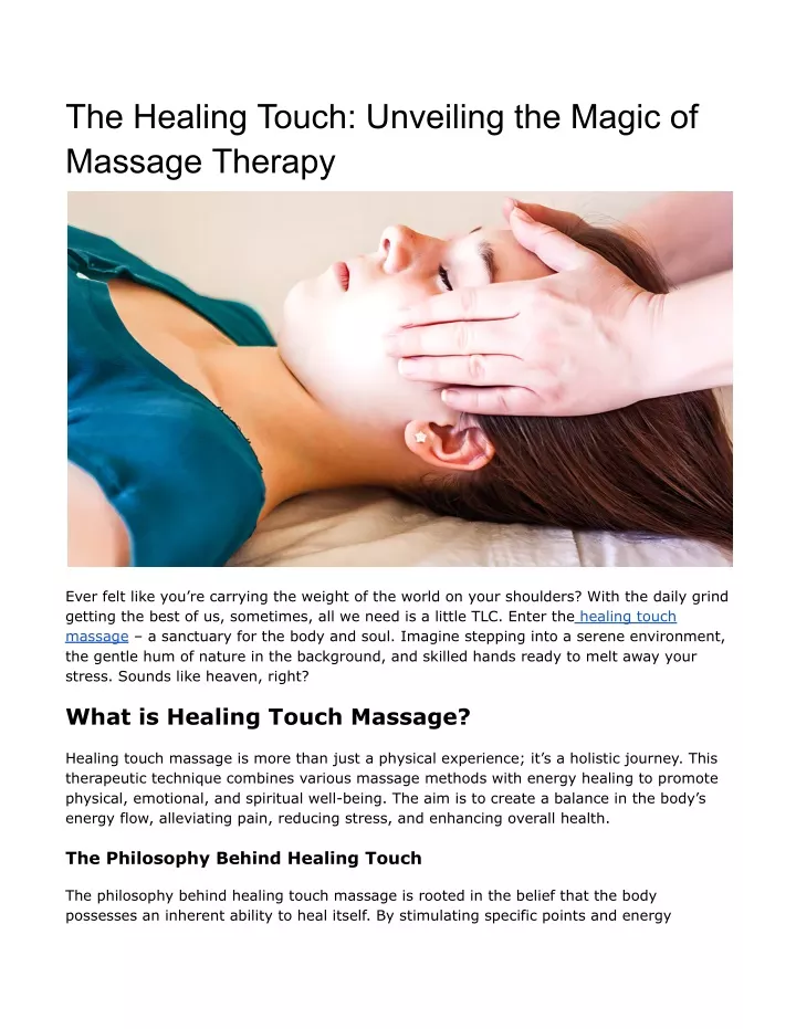 the healing touch unveiling the magic of massage