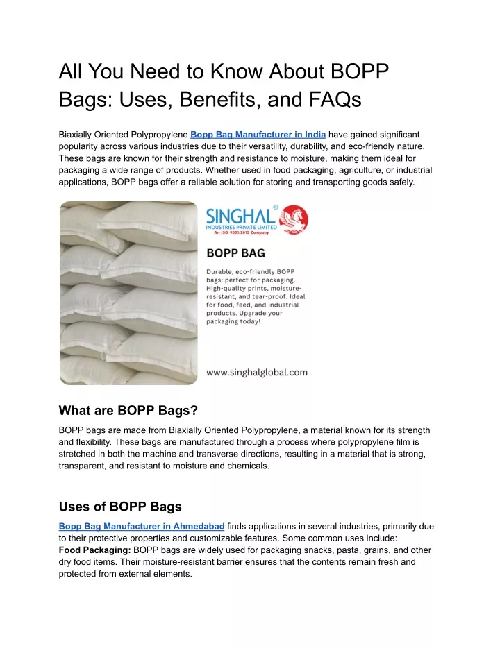 all you need to know about bopp bags uses