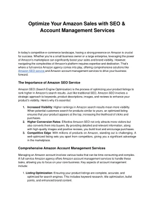 optimize your amazon sales with seo account