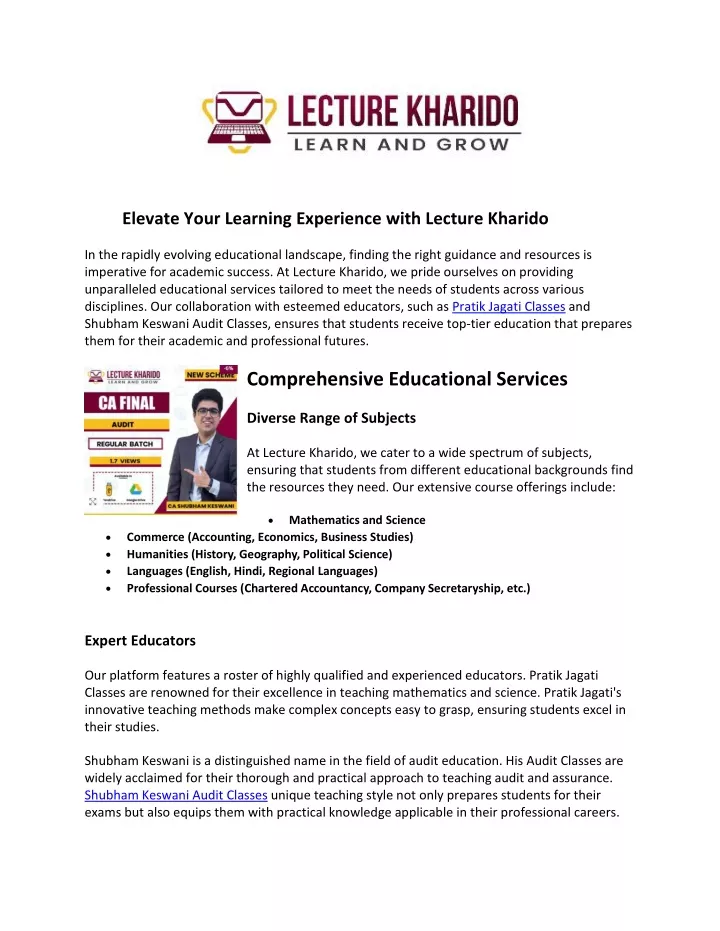 elevate your learning experience with lecture