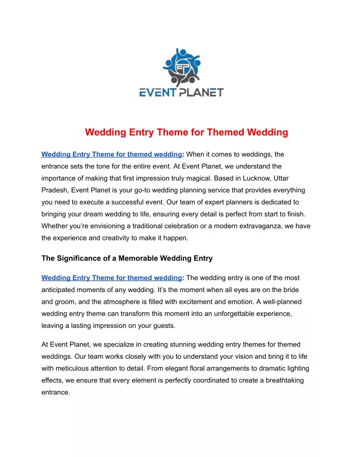 wedding entry theme for themed wedding