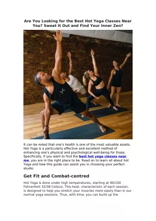 Are You Looking For The Best Hot Yoga Classes Near You? Sweat It Out And Find Your Inner Zen?