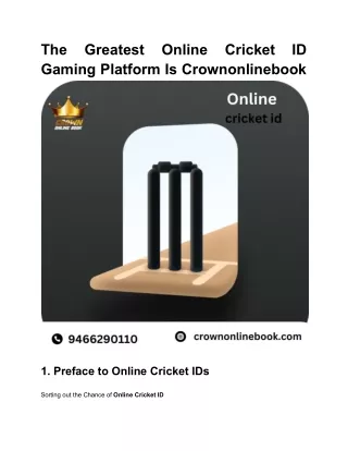 The Greatest Online Cricket ID Gaming Platform Is Crownonlinebook