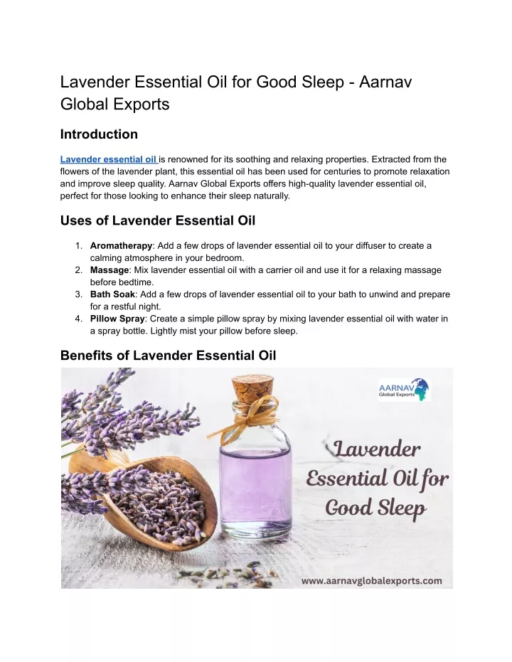 lavender essential oil for good sleep aarnav