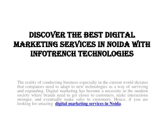 Discover the Best Digital Marketing Services in Noida with Infotrench Technologies