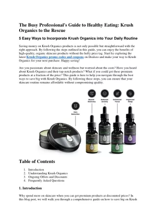 Krush Organics Discounts