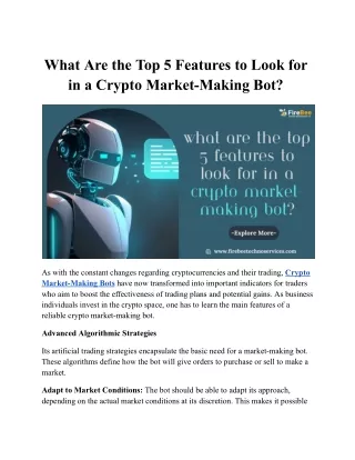 What Are the Top 5 Features to Look for in a Crypto Market-Making Bot_