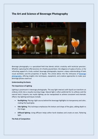The Art and Science of Beverage Photography