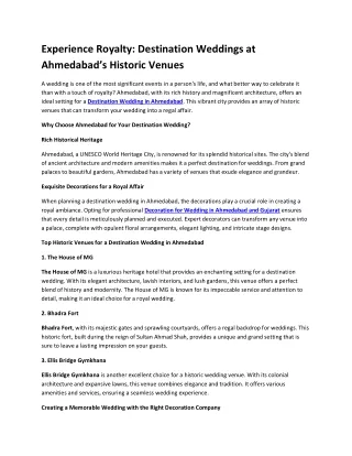 Experience Royalty Destination Weddings at Ahmedabad’s Historic Venues