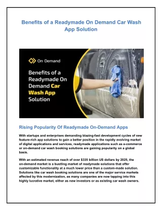 benefits of a readymade on demand car wash