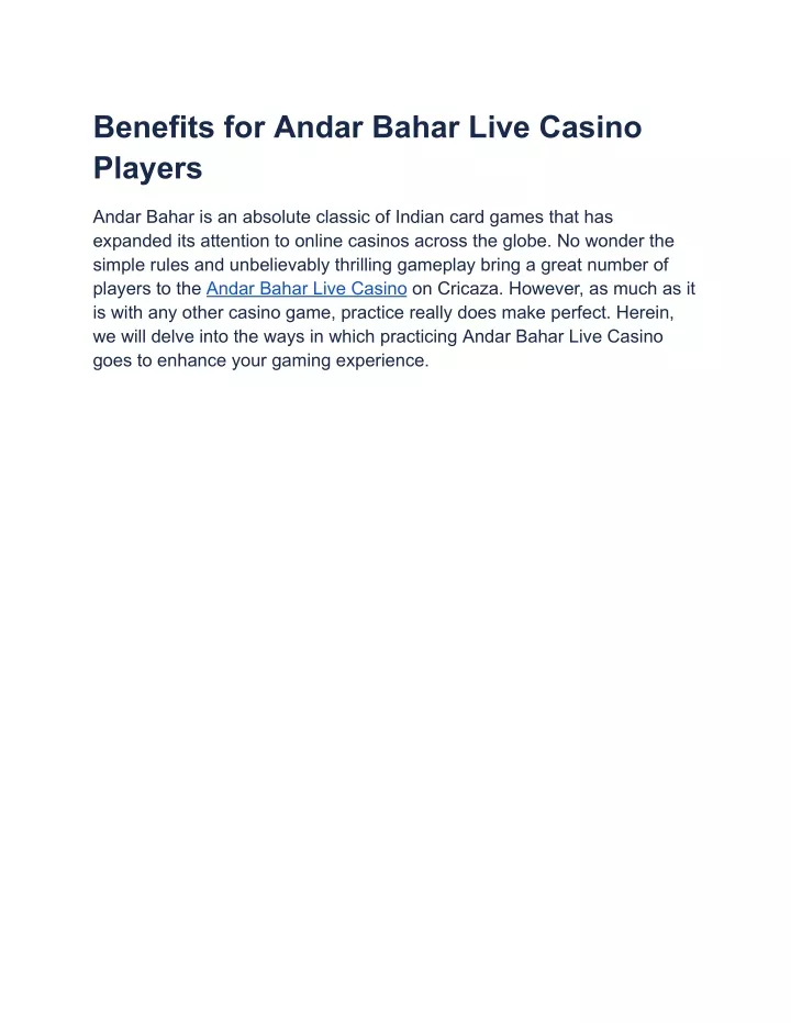 benefits for andar bahar live casino players