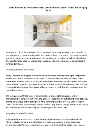 sleek finishes to advanced areas developments