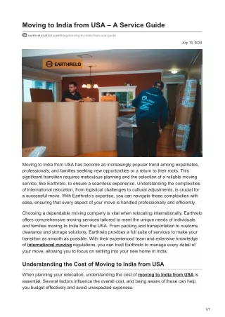 moving to india from usa a service guide