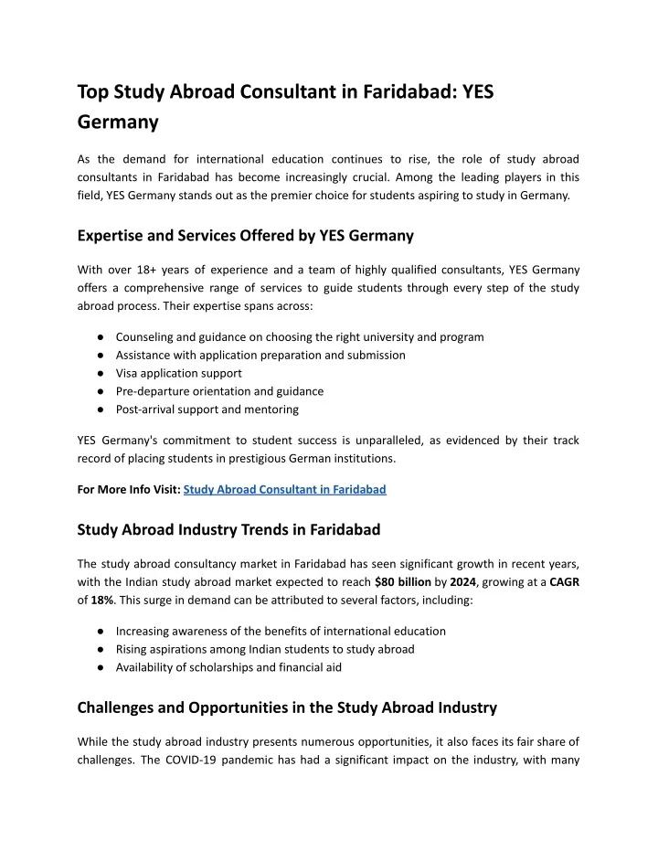 PPT - Top Study Abroad Consultant in Faridabad_ YES Germany PowerPoint ...