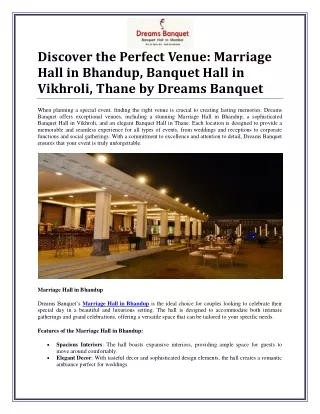 Venues for Your Celebration: Marriage Halls in Bhandup, Vikhroli, & Thane