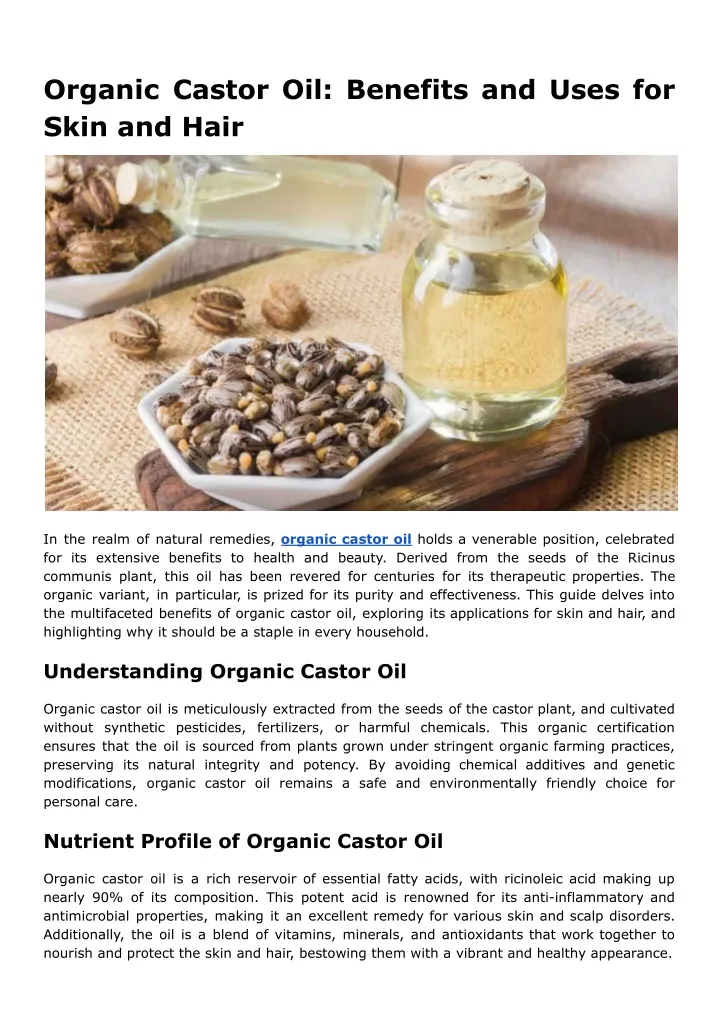 organic castor oil benefits and uses for skin