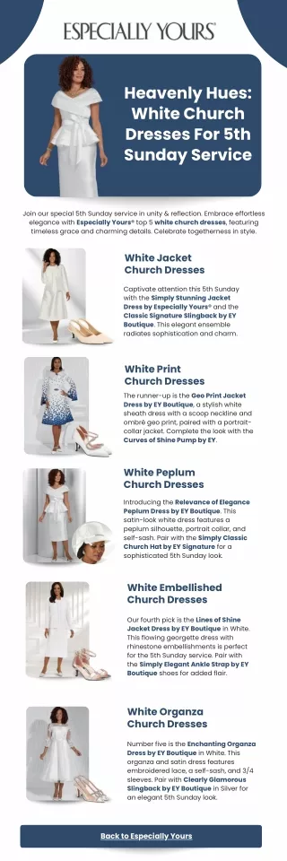 Heavenly Hues White Church Dresses For 5th Sunday Service